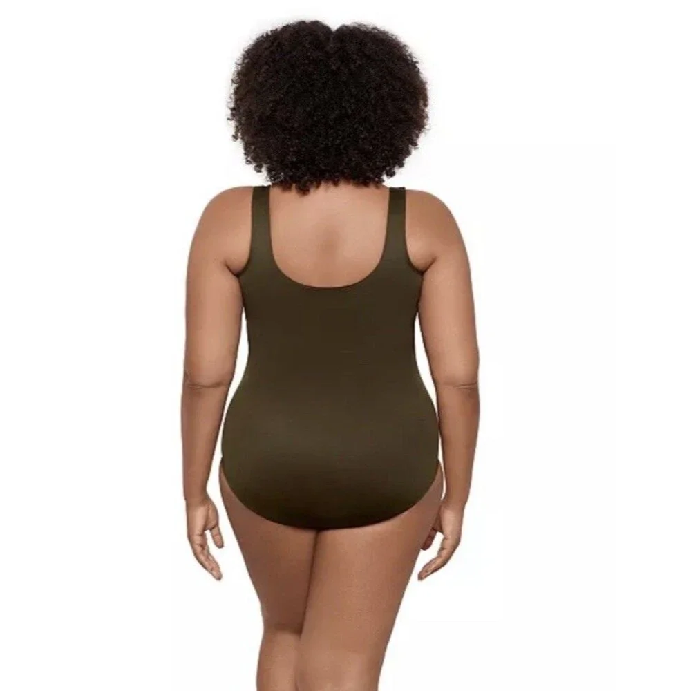 Miraclesuit Women's Revele Underwire One-Piece Swimsuit Size 20W Green Olive